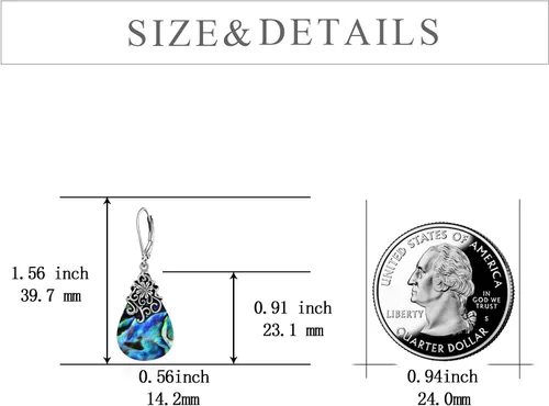 Miniatura 6 de POPLYKE - Aretes colgantes de plata de ley con forma de lágrima de lágrima celta de piedra lunar