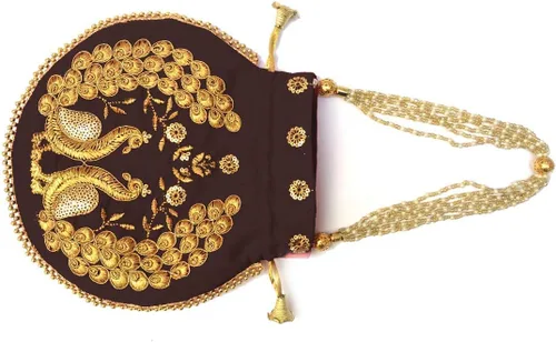 Miniatura 4 de Bolsa de terciopelo bordada para mujer, bolsa con cordón, regalo de boda dorado para mujer