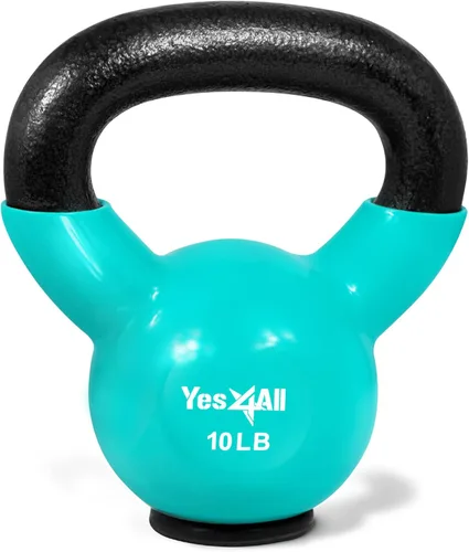 Yes4All Juego de pesas rusas con base de goma, pesas rusas para mujer, pesas rusas de entrenamiento de fuerza (10-65 libras)