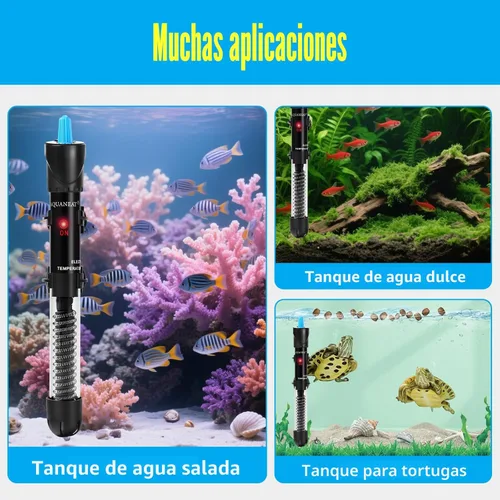 Miniatura 9 de Calentador de acuario AQUANEAT, calentador de 50W para tanque de peces, termostato de agua sumergible ajustable con termómetro