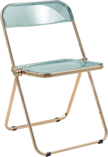 Miniatura 18 de LeisureMod Juego de 2 sillas plegables modernas de acrílico transparente Silla de escritorio con marco de metal dorado Cómoda silla decorativa