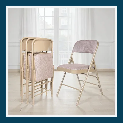 Miniatura 10 de OEF Furnishings Serie OEF2300 - Sillas plegables de doble bisagra con triple apoyo, tapizado de tela de alta calidad y servicio pesado
