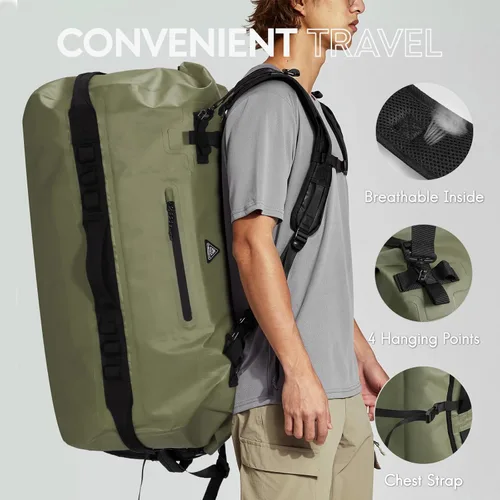 Miniatura 3 de Haimont Mochila Duffel Grande Impermeable con Parte Superior Enrollable, Bolsa Duffel Seca de Servicio Pesado para Navegación, Viajes, Camping