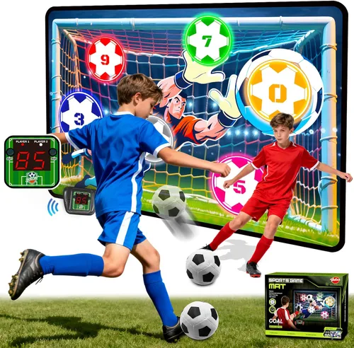 Miniatura 9 de VATOS Juego de Pelota de Fútbol de Juguete para Niños y Niñas, Juego de Portería de Fútbol de Lanzamiento para Interiores y Exteriores con 2