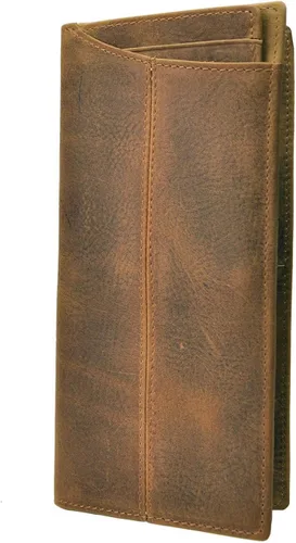 Le'aokuu Funda de piel con cremallera para hombre, organizador para tarjetas de visita, cartera para teléfono, cartera plegable