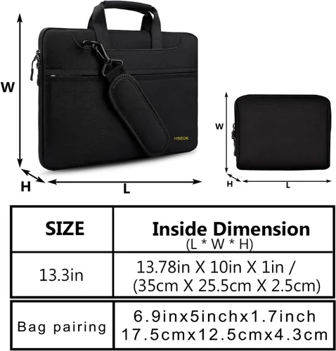 Miniatura 3 de Hseok Bolsa de hombro delgada para laptop de 13-14 pulgadas Bolso de mano con funda pequeña compatible con MacBook Pro de 14 pulgadas M4/M3/M2/M1