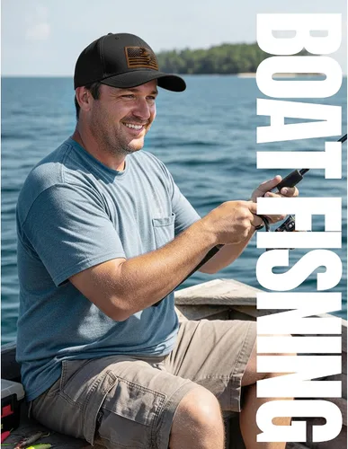Miniatura 6 de Regalos de pesca para hombres y mujeres, sombrero único de camionero con bandera de pescador para pescador, el mejor regalo, negro/gris