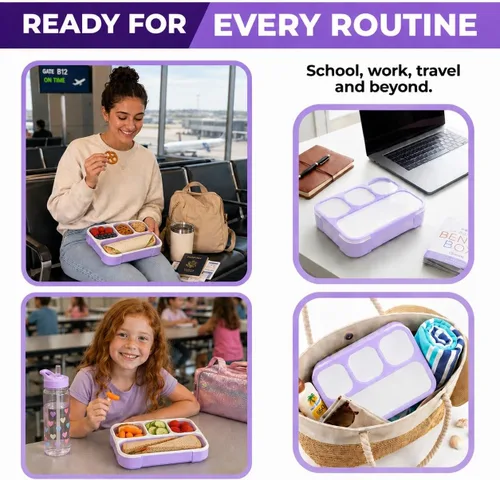 Miniatura 6 de kinsho Lonchera Bento para niños, loncheras para mujeres, adultos, niñas y niños, contenedores de aperitivos para niños pequeños, preadolescentes