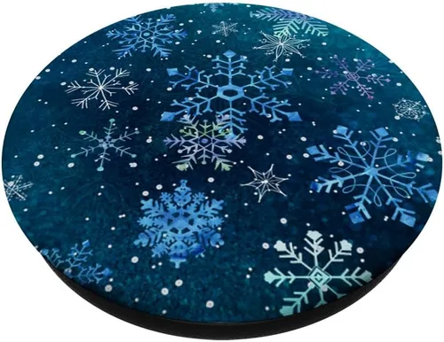 Miniatura 2 de Christmas Winter Ice Light Blue White Snowflake Snow Crystal PopSockets Adhesive PopGrip