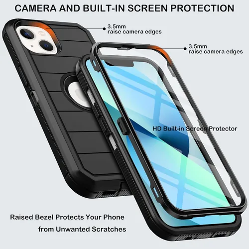 Miniatura 2 de KECAI Funda para iPhone 13 Mini con Protector de Pantalla Integrado, Funda con Clip para Cinturón, Resistente de Servicio Pesado a Prueba de Golpes