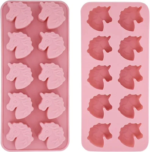 Miniatura 2 de MoldFun Juego de 2 moldes de silicona con cabeza de unicornio para hacer chocolate duro, gelatina, gelatina, pequeñas bombas de baño para hornear