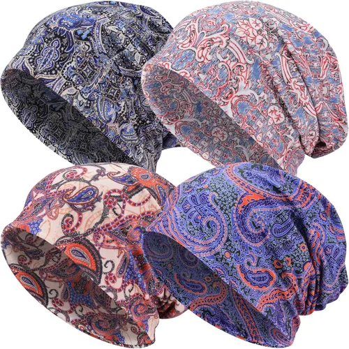 Miniatura 20 de EINSKEY Gorro ligero holgado para hombres y mujeres, gorro de algodón fino de gran tamaño, gorro de quimioterapia, gorro para dormir nocturno