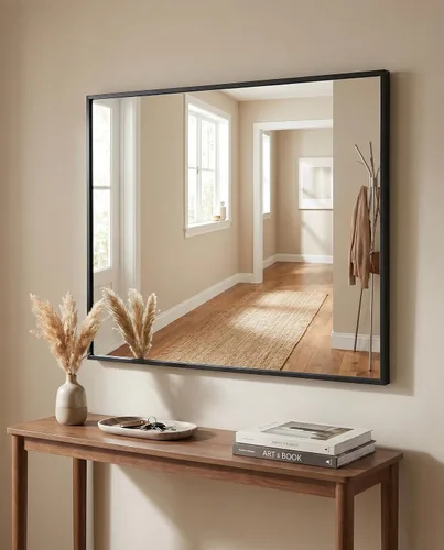 Miniatura 8 de BEAUTYPEAK Espejo de pared rectangular dorado de 24 x 36 pulgadas con marco de metal, se cuelga horizontal o vertical para sala de estar