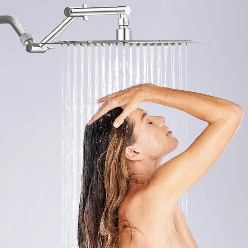 Miniatura 7 de G-Promise Brazo de Extensión para Cabezal de Ducha de 13 Pulgadas, Extensor de Latón Macizo Ajustable en Altura y Ángulo, Eleva o Baja la Ducha