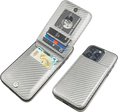 Miniatura 8 de KIHUWEY Compatible con iPhone 15 Pro Max Funda Cartera con soporte para tarjeta de crédito, con tapa de cuero premium, cierre magnético, función