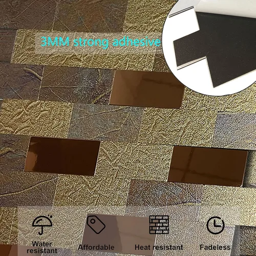 Miniatura 2 de XUANINY 10 hojas de azulejos autoadhesivos para salpicaduras de muro de metro, azulejos de madera de metal, azulejos de aluminio, para pegar