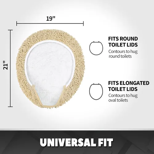 Miniatura 2 de TREETONE Shaggy - Funda de felpilla para tapa de inodoro de baño, fundas de asiento de felpa ultra suave, esponjosa y absorbente, 19 x 21 pulgadas