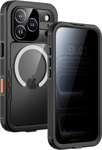Miniatura 13 de Lanhiem Funda magnética para iPhone 17 Pro Max, IP68 impermeable, a prueba de polvo, compatible con Magsafe, protector de pantalla integrado, cuerpo