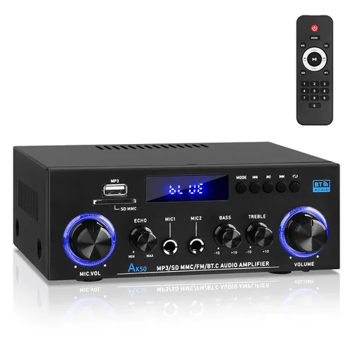 Miniatura 8 de Receptores de amplificador estéreo, BT-398A Bluetooth 5.0 amplificador de audio RMS 60W+60W 2.0 canales Mini amplificadores de sonido Amplificadores