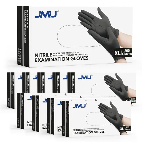 Miniatura 25 de JMU Guantes negros de nitrilo a granel mediano, caja de 1200, 3.5 mil, sin látex sin polvo