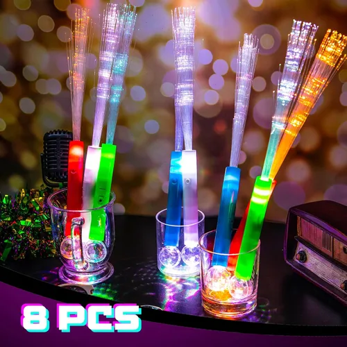 Miniatura 3 de Liliful Varitas de fibra óptica con luz LED, 8 varitas de Halloween que brillan en la oscuridad, suministros de fiesta intermitentes a granel