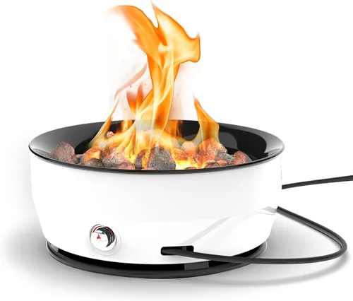 Outland Living - Fogata grande de gas propano para exteriores, 60,000 BTU/h, 24 pulgadas con tapa - Hoguera moderna Lake Country 800 Fire Bowl para