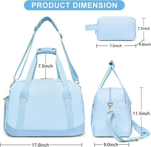 Miniatura 4 de Bolsa deportiva de gimnasio para mujer, bolsa de lona deportiva con compartimento para zapatos y bolsillo húmedo