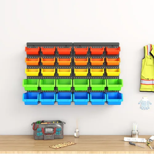 Miniatura 6 de Kit de 30 contenedores de almacenamiento montados en la pared, estante organizador de herramientas, organizador de hardware de garaje, contenedores