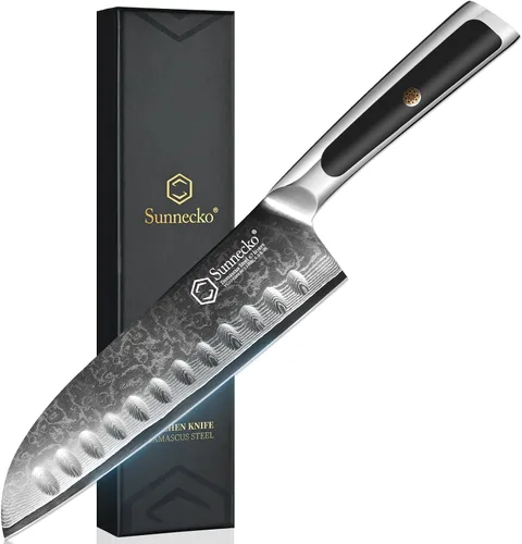 Miniatura 11 de Sunnecko Cuchillo de pelar de 3.5 pulgadas, cuchillo para frutas con hoja de acero damasquino VG-10 de 67 capas, cuchillo pequeño para pelar