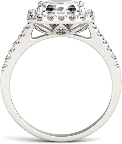 Miniatura 3 de Charles & Colvard Anillo de compromiso Asscher de moissanita de oro blanco de 14 quilates de 0.315 in, 2.69cttw DEW