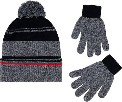 Miniatura 2 de Concept One Disney - Conjunto de gorro y guantes de Mickey Mouse, gorro de invierno de punto con puños para niños con pompón y guantes a juego