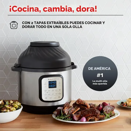 Miniatura 3 de Instant Pot Duo Crisp 11 en 1 - Combo de freidora de aire y olla a presión eléctrica con tapas multicocina que fríe, vaporiza, cocina lenta