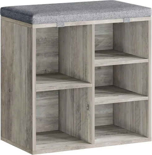GAOMON Banco de zapatos de entrada para almacenamiento, zapatero con cojín de asiento de almohadilla de espuma, estante ajustable de 3 niveles para