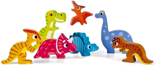 Miniatura 5 de Janod - Rompecabezas grueso de dinosaurio de 7 piezas - Tiempo de juego para niños pequeños - Mejora las habilidades motoras - Diseño de madera