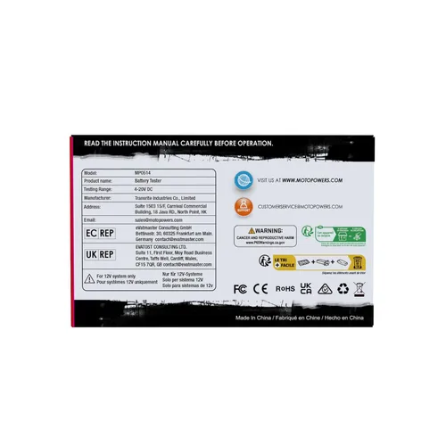 Miniatura 7 de MOTOPOWER Probador de batería digital de 12 V, voltímetro y alternador, analizador de sistema de carga con pantalla LCD e indicación LED, pintura