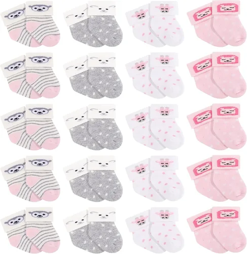 Toulite 20 pares de calcetines prematuros de algodón prematuro calcetines de felpa para bebés prematuros calcetines de hospital recién nacido