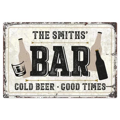 Miniatura 21 de Letrero de barra personalizado, nombre de barra rústico personalizado para decoración de interiores y exteriores, 10 x 14 pulgadas, aluminio 040