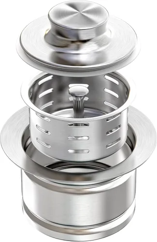 KONE Brida extendida de eliminación de basura con colador y tapón, brida de fregadero extendida de acero inoxidable 304 profundo para drenaje de
