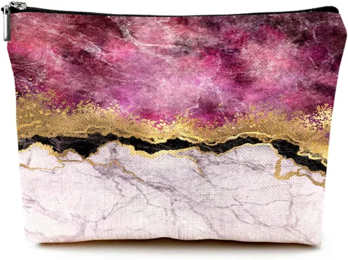 Miniatura 29 de Pequeña bolsa de maquillaje para monedero, bonita lona impermeable, bolsas de cosméticos para mujeres, con cremallera, bolsa de aseo de viaje