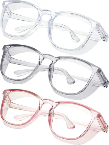Miniatura 21 de Gafas de seguridad para enfermeras, gafas protectoras – Antivaho marco cuadrado elegante gafas transparentes para mujeres y hombres C16-negro Gery