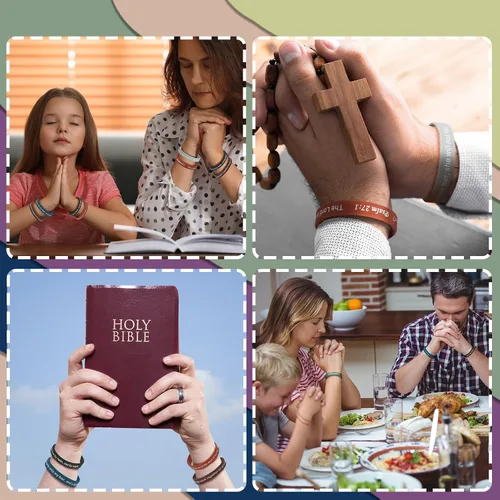 Miniatura 6 de Estune 120 pulseras de versículos de la Biblia, con cita motivacional, pulseras de goma, pulseras de silicona religiosas, pulseras de silicona