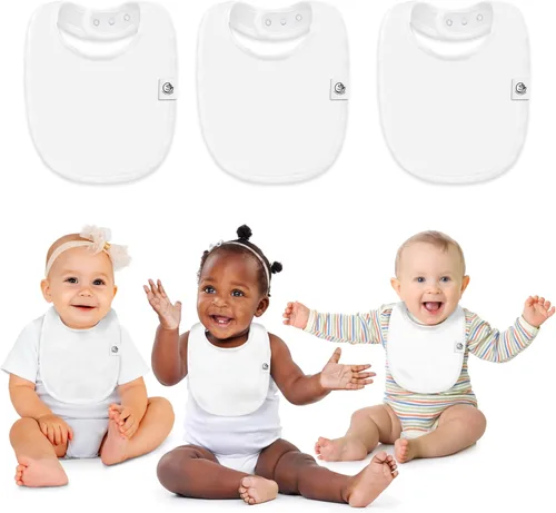 Miniatura 11 de Organic Cotton Baby Bibs for Drooling & Teething – Soft, Ultra Absorbent Baby Bib Set for Boys & Girls, 3-Pack Baberos blancos
