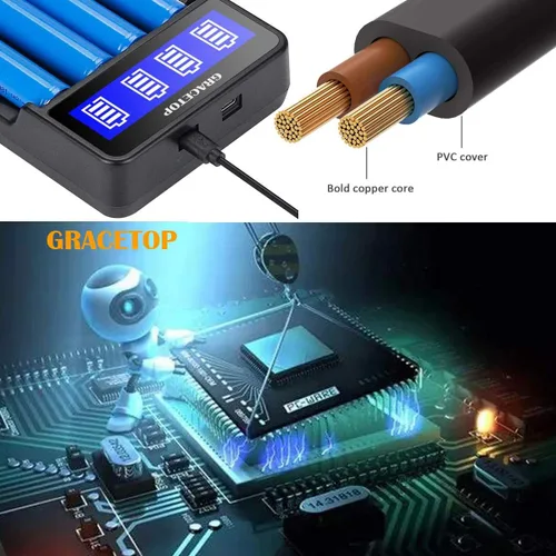 Miniatura 3 de Cargador de batería 18650 Pantalla LCD de 4 bahías para batería recargable de 3.7 V/1.2 V para baterías de iones de litio 18650 14500