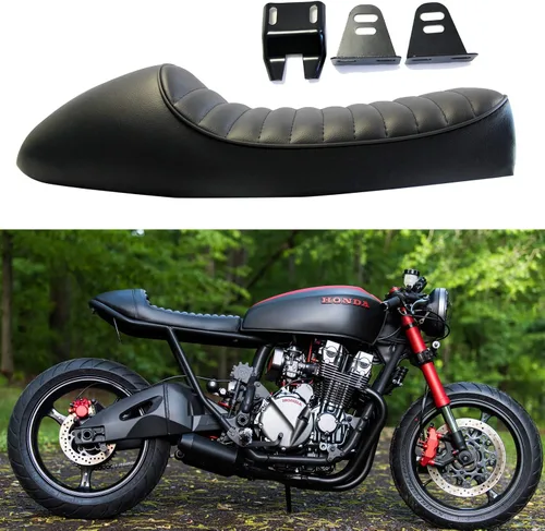 Miniatura 7 de Asiento plano retro de rombo negro vintage para motocicleta Cafe Racer para KZ400 KZ550 K750 Z650 W650 CB100 CB125 CB175 CB200 CB350 CL200 CL350