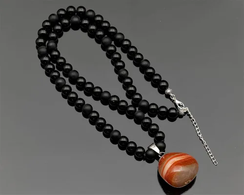 Miniatura 76 de Colgante de turmalina cruda natural, Collar de cuentas de ónix negro genuino, Collar de piedra negra, Collar de piedras preciosas, Cuentas de 0.315