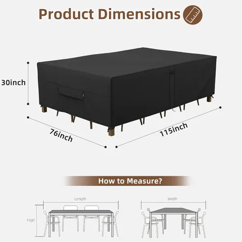 Miniatura 2 de MR. COVER Fundas de mesa de patio para muebles de exterior, fundas de muebles de patio, impermeables, resistentes, 115 pulgadas de largo x 76