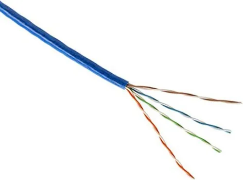 Cable CAT5E de 500 pies azul 350 MHz UTP cm cobre sólido 24 AWG Conductor Ethernet Cable 350MHz UTP 24 AWG cm Cobre Sólido 4 pares 500 pies chaqueta
