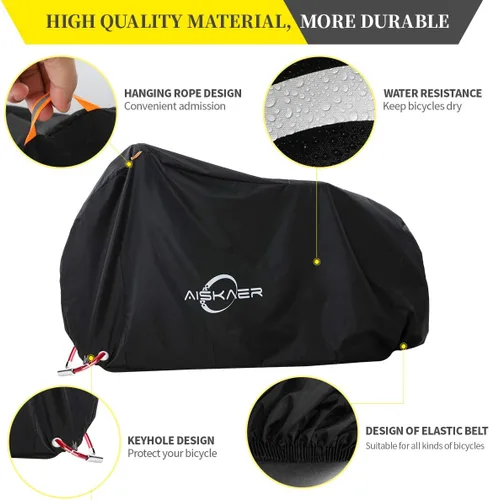 Miniatura 2 de Aiskaer Funda para bicicleta de 2 a 3 bicicletas, impermeable, negro, poliéster, resistente, montaña, carretera, bicicletas eléctricas