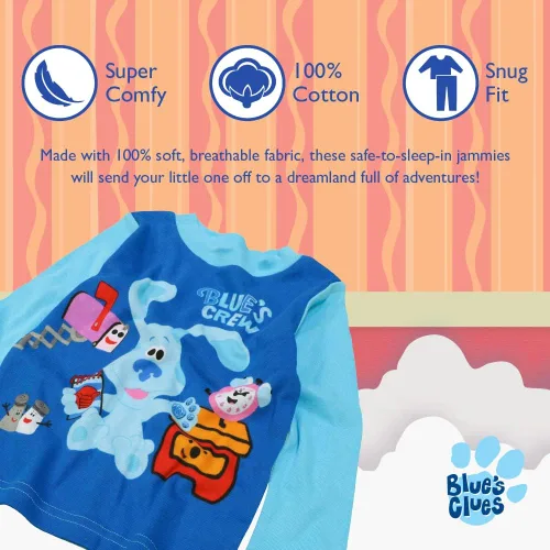 Miniatura 3 de Nickelodeon Paw Patrol Baby Shark Blue's Clues & You - Conjunto de pijama de algodón ajustado de 4 piezas