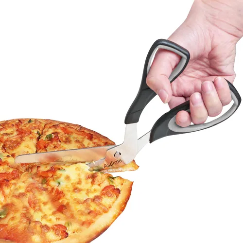 Miniatura 2 de Asdirne Tijeras para pizza, cortador de pizza con hoja desmontable ultra afilada y agarre ergonómico suave, 10.3 pulgadas, negro y gris Negro&gris
